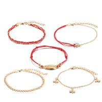 Zinc Alloy Anklet, with Polyester Cord, plated, 5 pieces & fashion jewelry & for woman, nickel, lead & cadmium free 