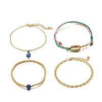 Zinc Alloy Anklet, with Polyester Cord, plated, 4 pieces & fashion jewelry & for woman, nickel, lead & cadmium free 
