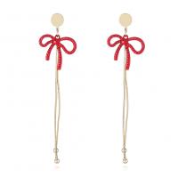 Zinc Alloy Drop Earring, plated, fashion jewelry & for woman & with rhinestone nickel, lead & cadmium free, 92mm 