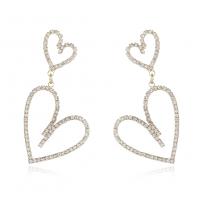 Zinc Alloy Drop Earring, plated, fashion jewelry & for woman & with rhinestone nickel, lead & cadmium free 