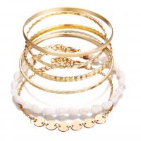 Zinc Alloy Multi Bangle Sets, bangle & bracelet, with Shell, plated, 6 pieces & fashion jewelry & for woman, nickel, lead & cadmium free 
