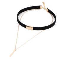 Zinc Alloy Necklace, with PU Leather, plated, fashion jewelry & for woman nickel, lead & cadmium free, 21-50cm 