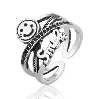 Circón cúbico anillo de dedo de latón, metal, Joyería & para mujer & con circonia cúbica, plateado, 50x7x1mm, Vendido por UD