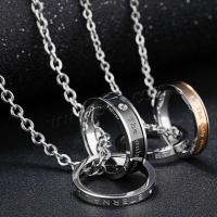 Stainless Steel Jewelry Necklace, plated, fashion jewelry & Unisex & with rhinestone .7 Inch 