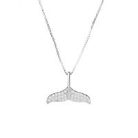 Cubic Zircon Micro Pave Sterling Silver Necklace, 925 Sterling Silver, platinum plated, box chain & micro pave cubic zirconia & for woman Approx 17.7 Inch 