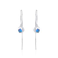 Cubic Zirconia Micro Pave Sterling Silver Earring, 925 Sterling Silver, with CRYSTALLIZED™, Moon, platinum plated, micro pave cubic zirconia & for woman, blue, 6.6mm 