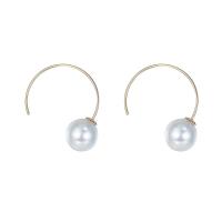 Sterling Silver Drop Earring, 925 Sterling Silver, with Plastic Pearl, gold color plated, for woman, white 