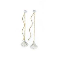 Sterling Silver Drop Earring, 925 Sterling Silver, Shell, gold color plated, for woman, white 