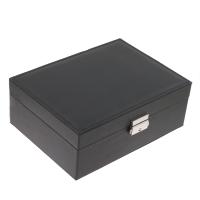 Cardboard Multifunctional Jewelry Box, with PU Leather & Velveteen, Rectangle, portable & durable 