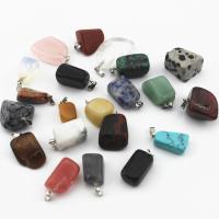 Mixed Gemstone Pendants, Natural Stone, with Zinc Alloy, fashion jewelry & DIY, 30-50mm 