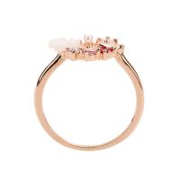 Cubic Zirconia Finger Ring, Copper Alloy, Flower, rose gold color plated, micro pave cubic zirconia, rose gold color 