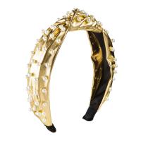 Hair Bands, PU Leather, Geometrical Pattern, with plastic pearl 