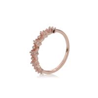 Cubic Zirconia Micro Pave Brass Finger Ring, Cupronickel, Geometrical Pattern, rose gold color plated & micro pave cubic zirconia, rose gold color 