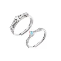 Couple Finger Rings, 925 Sterling Silver, platinum plated, adjustable & for couple 