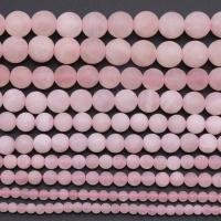 Abalorio De Cuarzo Rosa Natural, cuarzo rosado, Esférico, Bricolaje & diverso tamaño para la opción, Rosado, longitud:aproximado 15 Inch, Vendido por Sarta