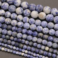 Single Gemstone Beads, Blue Speckle Stone, Round, DIY & frosted Approx 15 Inch 