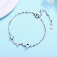 Sterling Silver Bracelets, 925 Sterling Silver, with Moonstone, with 1.37 inch extender chain, for woman, silver color, 33mm Approx 5.9 Inch 