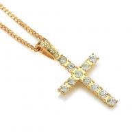 Stainless Steel Jewelry Necklace, with zinc alloy pendant, Cross, plated, with rhinestone 5.7*3cm Approx 24 