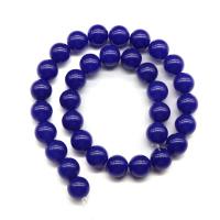 blauer Chalzedon Perle, rund, poliert, DIY & verschiedene Größen vorhanden, royalblau, Länge:ca. 15.5 ZollInch, verkauft von Strang