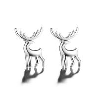 Sterling Silver Stud Earring, 925 Sterling Silver, Deer, fashion jewelry & for woman, silver color 