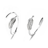 Sterling Silver Stud Earring, 925 Sterling Silver, Feather, fashion jewelry & for woman, silver color 