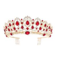 Zinc Alloy Tiaras, Crown, plated, for bridal & with rhinestone 360*50mm 