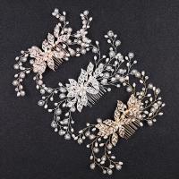 Decorative Hair Combs, Zinc Alloy, Flower, plated, for bridal 60*110mm 