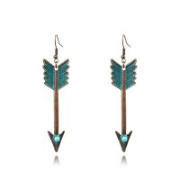 Zinc Alloy Drop Earring, Arrow, antique bronze color plated, turquoise blue 