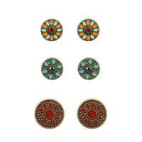 Enamel Zinc Alloy Drop Earring, Geometrical Pattern, antique brass color plated, with rhinestone, mixed colors 