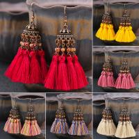 Zinc Alloy Tassel Earring, with Caddice, Geometrical Pattern, antique brass color plated, vintage & Bohemian style 