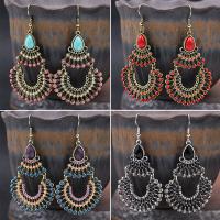 Turquoise Zinc Alloy Earring, with Seedbead & turquoise, Geometrical Pattern, plated, with rhinestone 