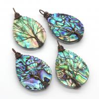 Abalone Shell Pendants, Brass, with Abalone Shell, Tree, plated, Unisex 