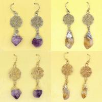 Gemstone Drop Earring, with Brass, plated, for woman 