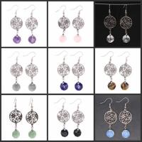 Gemstone Drop Earring, silver color plated, for woman & faceted 20mm 