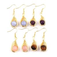 Gemstone Drop Earring, gold color plated, for woman 