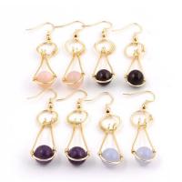 Gemstone Drop Earring, gold color plated, for woman 