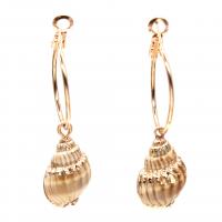 Brass Drop Earring, Shell, gold color plated & for woman 