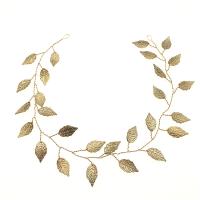 Bridal Hair Flowers, Zinc Alloy, Leaf, gold color plated, for bridal, 340mm 