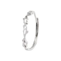 Стерлингового серебра кольцо, 925 пробы, Регулируемый & Женский & отверстие, серебряный, 4mm,16mm, продается PC