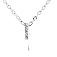 Cubic Zircon Micro Pave Sterling Silver Necklace, 925 Sterling Silver, with 1.97 inch extender chain, micro pave cubic zirconia & for woman, silver color Approx 15.74 Inch 