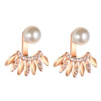 Zinc Alloy Rhinestone Drop Earring, with Rhinestone & Plastic Pearl, for woman 