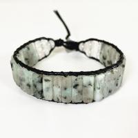 Agate Bracelets, leather cord, with Agate & Zinc Alloy, Unisex, green, 250mm 