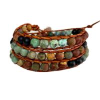 Agate Bracelets, leather cord, with Agate & Zinc Alloy, Unisex, brown, 610mm 