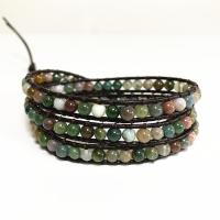 Agate Bracelets, leather cord, with Agate & Zinc Alloy, Unisex, multi-colored, 610mm 