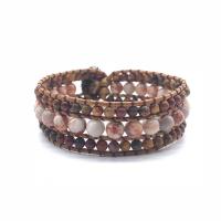 Agate Bracelets, leather cord, with Agate & Zinc Alloy, Unisex, multi-colored, 200mm 