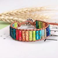 Impression Jasper Bracelet, leather cord, with Zinc Alloy, Unisex, multi-colored, 250mm 
