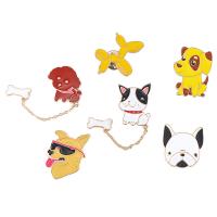 Collar Jewelry Brooch, Zinc Alloy, Dog and Bone, gold color plated & enamel 