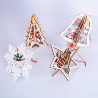 Christmas Hanging Decoration, Wood, Christmas Tree, 3D effect mixed colors 