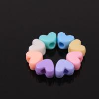 Acryl Schmuck Perlen, Herz, Volltonfarbe, gemischte Farben, 12x9x7mm, Bohrung:ca. 4mm, 0.5kg/Tasche, verkauft von Tasche