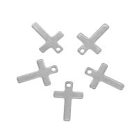 Colgantes de Cruces de acero inoxidable, acero inoxidable 304, color original, 11x16x0.8mm, agujero:aproximado 1mm, 100PCs/Bolsa, Vendido por Bolsa